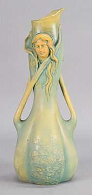 Bernard Bloch Art Nouveau Pottery Vase. Bernard Bloch art nouveau pottery vase. Two handles 