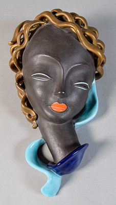 Goldscheider Pottery Wall Mask. Goldscheider pottery wall mask sculpture. Marked Goldscheider 