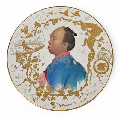 Porcelain Charger Portrait Signed Sieffert. Porcelain charger plate, with a hand painted 