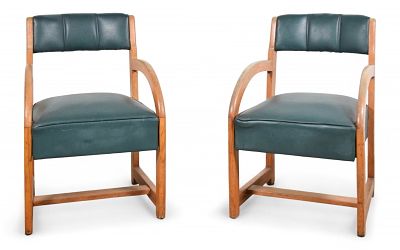 Pair of Modecraft Style Art Deco Armchairs. Pair of Modecraft style Art Deco armchairs. Dented 