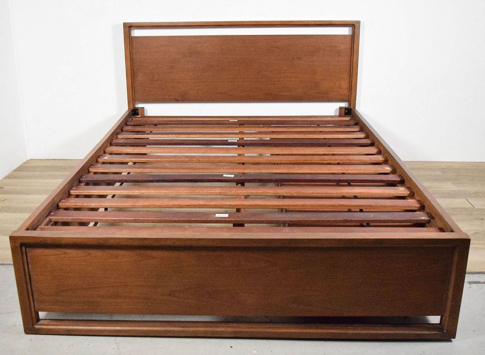 Lot 153: Danish Modern Queen Style Bed With Drawers