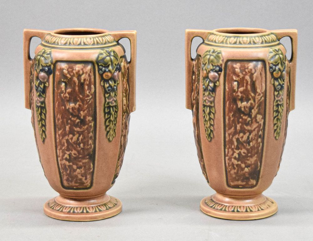 Lot 173: Pair of Roseville Florentine Vases