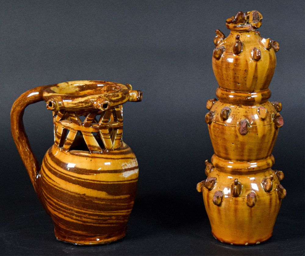 Lot 178: 2 Pieces Slipware PuzzleJug, Money Box