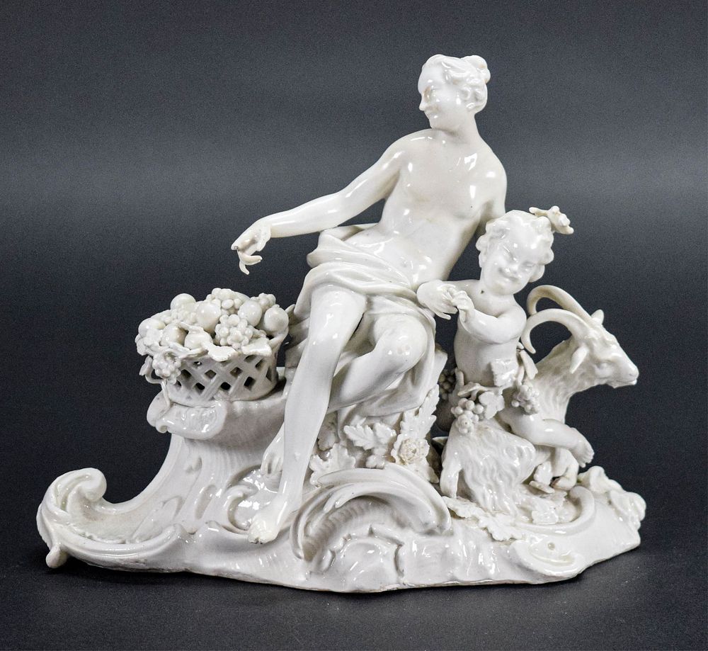 Lot 180: Meissen White Porcelain Figure Mother & Child