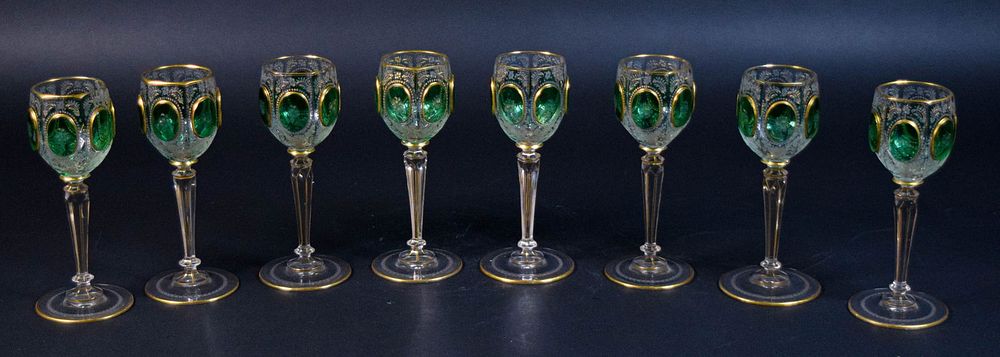 Lot 184: 8 Pieces Moser Style Bohemian Stemware