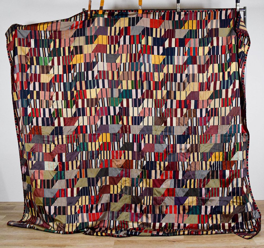 Lot 194: Geometric Striped Quilt