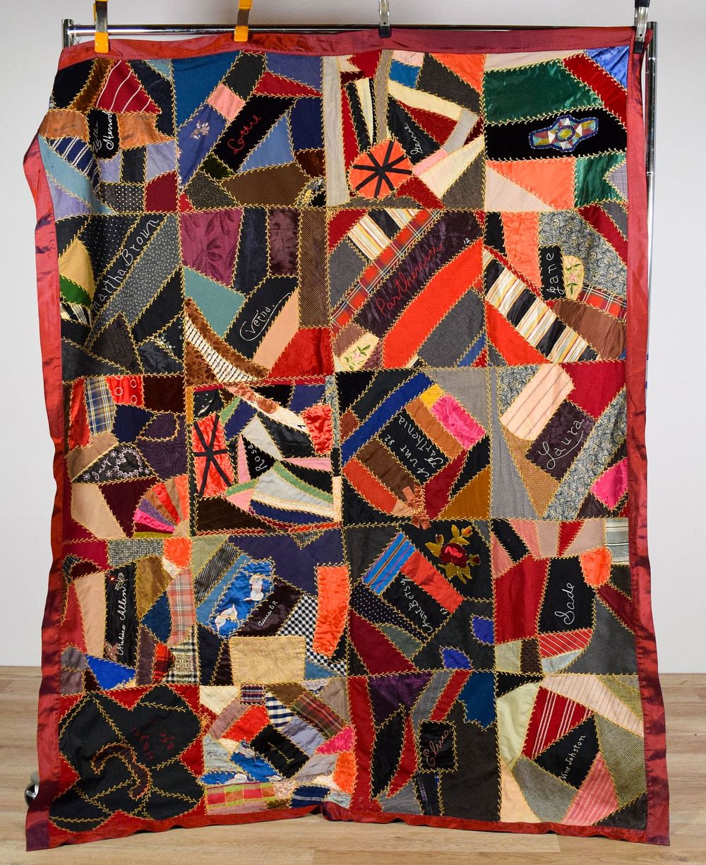 Lot 195: Family Crazy Quilt 1882