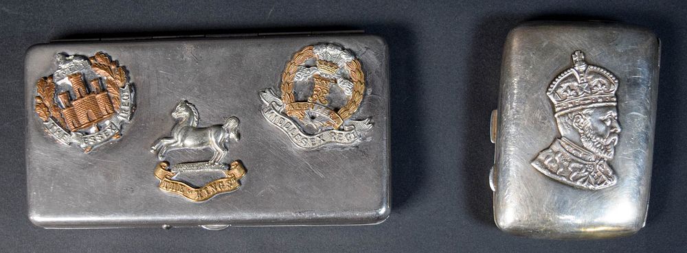 Lot 205: 2 English Cigarette Cases Sterling & Silverplate
