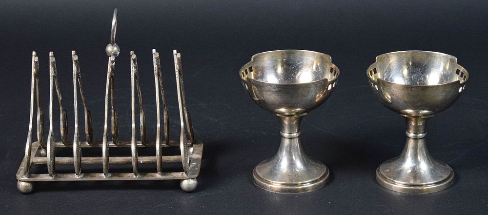 Lot 220: 3 Pieces Silverplate Toast Rack, Wolkenstein