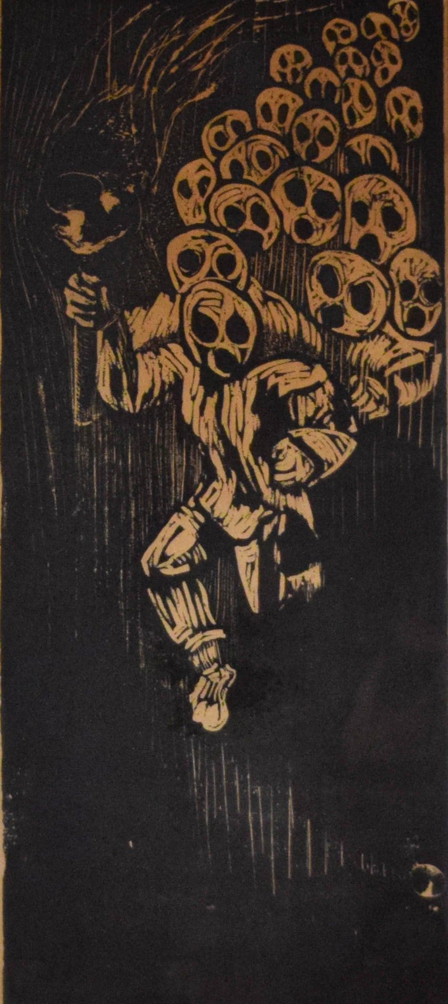 Lot 254: Signed Lynd Woodcut Figures With Torch