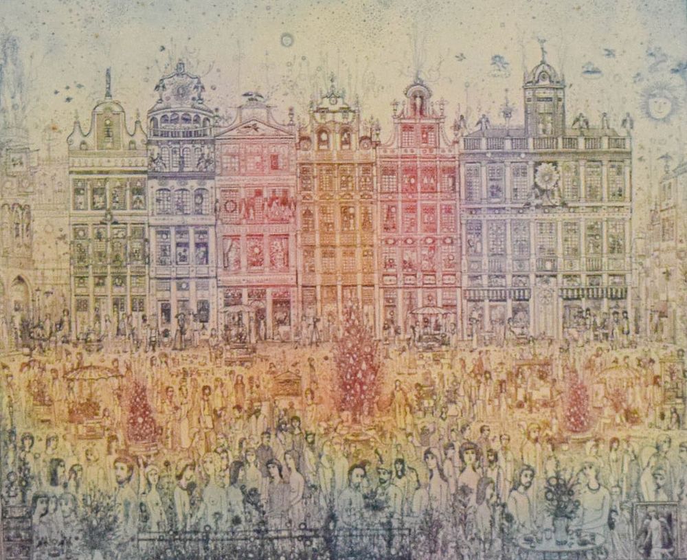 Lot 264: Arnold Gross Etching Brusszeli Vasarnap