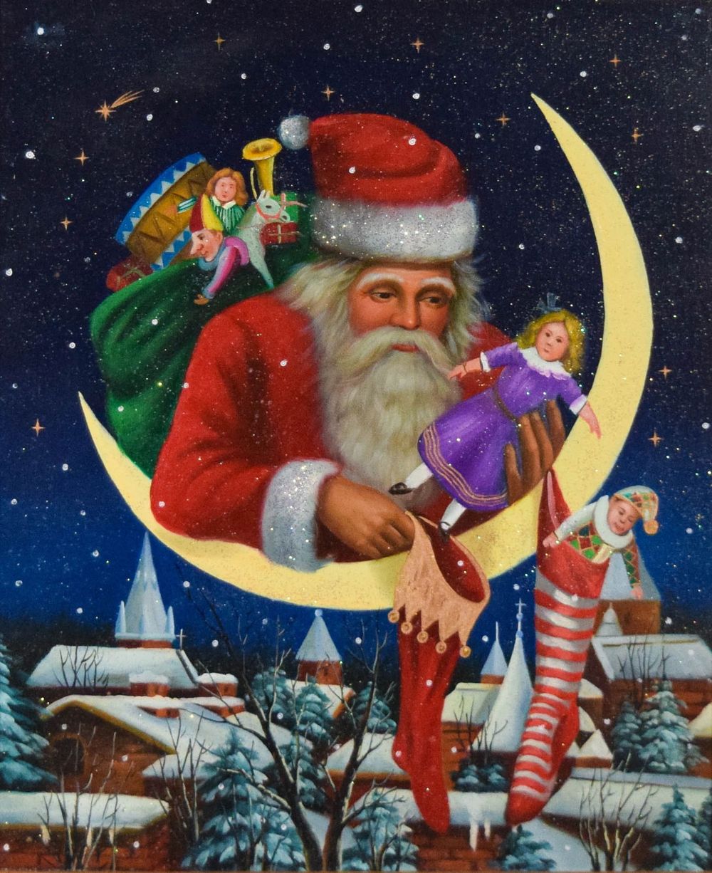 Lot 271: Christopher Radko Oil on Canvas Moonlight Dreams