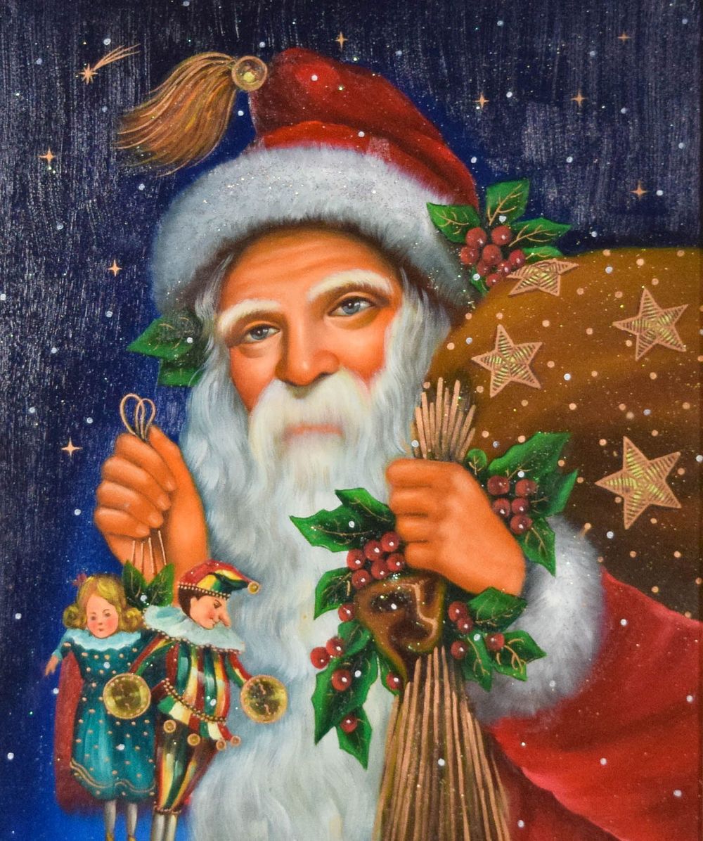 Lot 272: Christopher Radko Oil on Canvas Old St. Nick