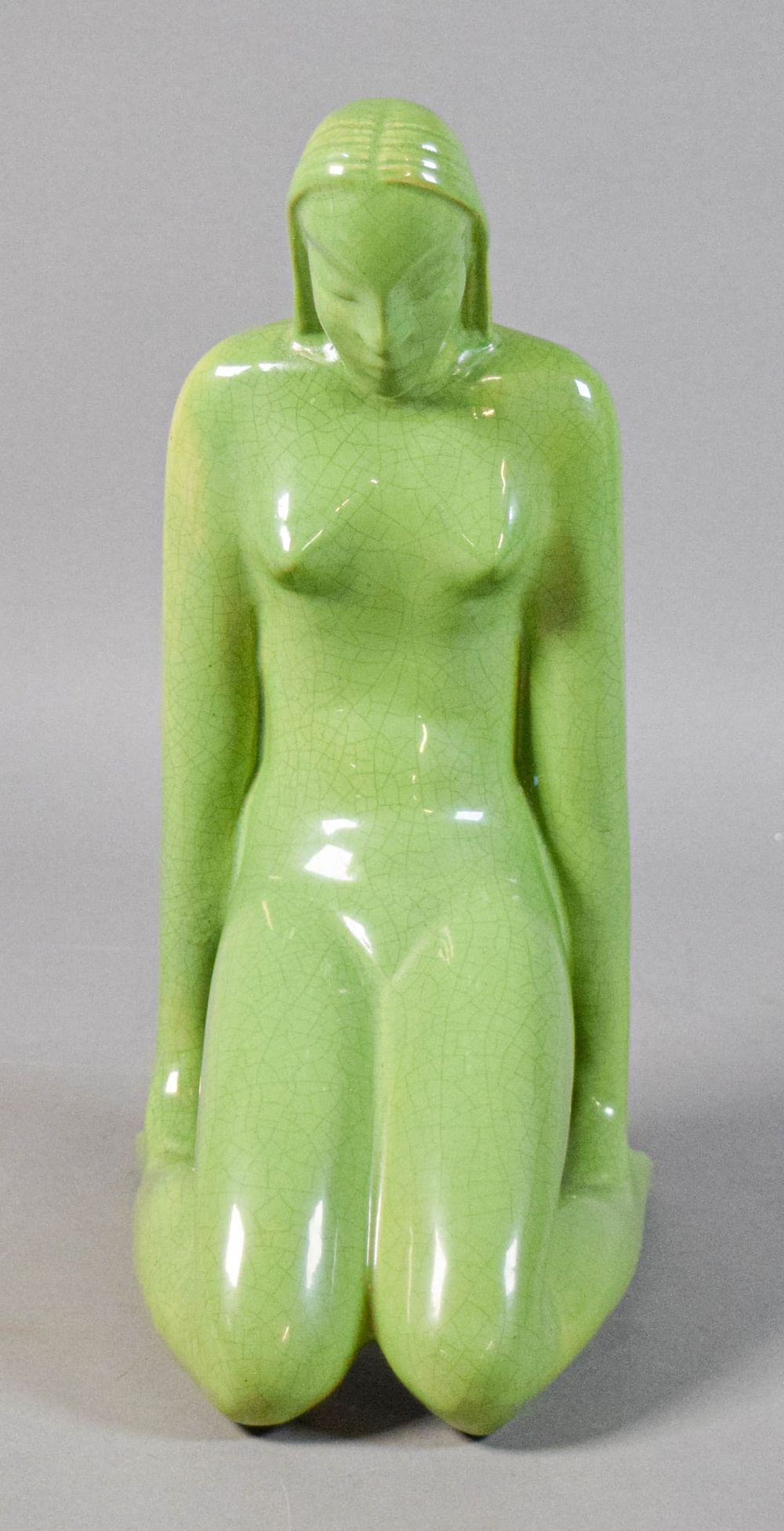 Lot 277: Geza Gorka Pottery Figure Kneeling Woman