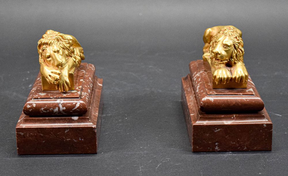 Lot 281: Pair of Lion Bookends After Antonio