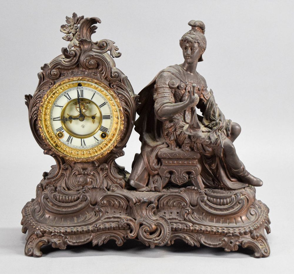 Lot 290: Ansonia Figural Mantel Clock