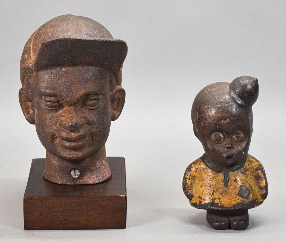 Lot 293: 2 African American Folk Art Pieces Head & Doorstop