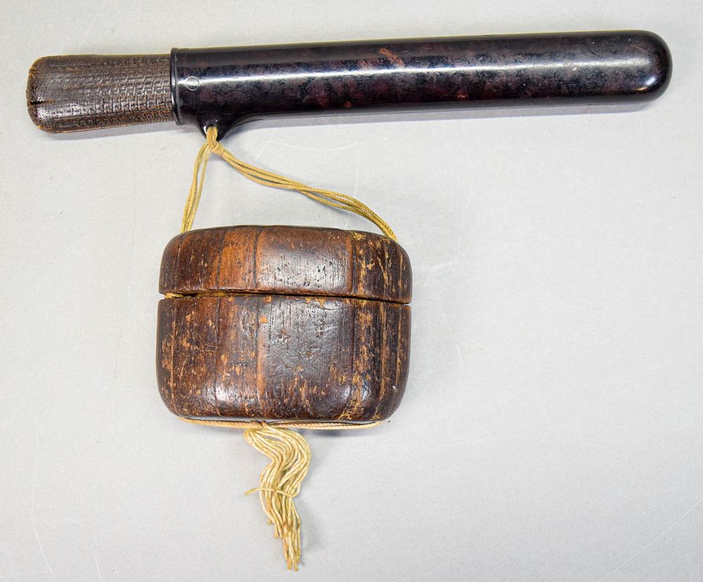 Lot 305: Japanese Pipe Case & Tobacco Holder With Pipe