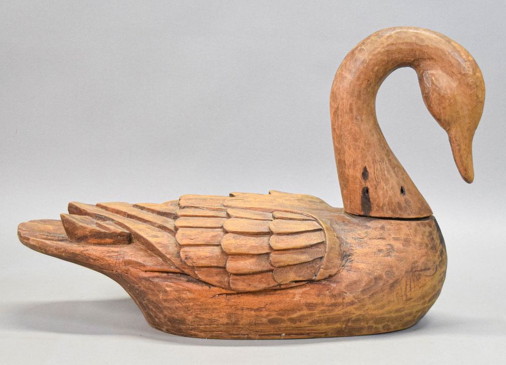 Lot 318: Carved Wooden Swan Decoy Signed MG
