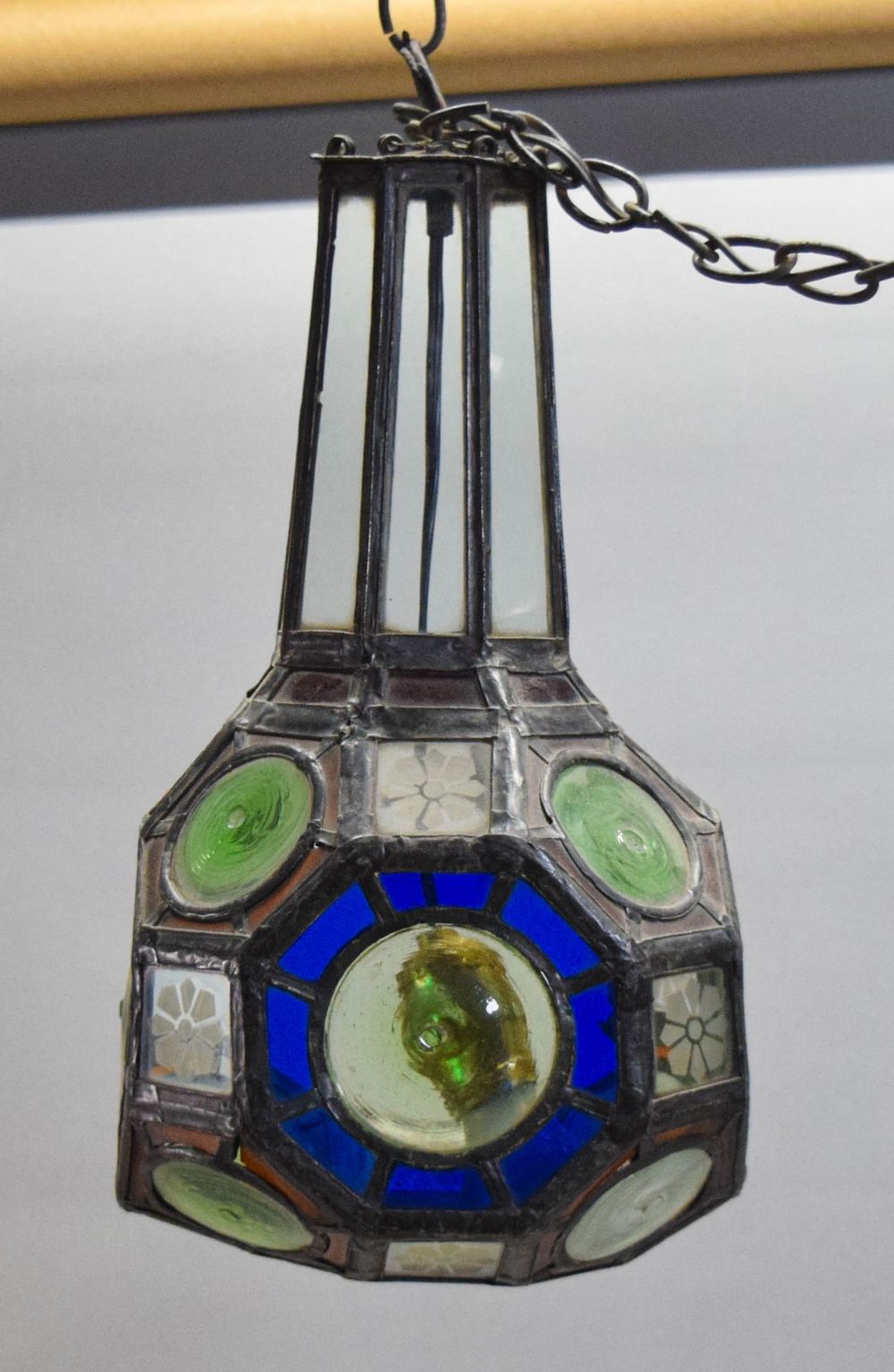 Lot 322: Leaded & Stained Glass Hanging Light