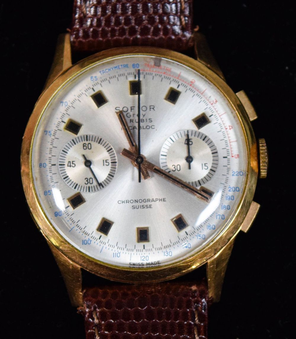 Lot 331: Sofior Grey 18k Gold Wrist Watch