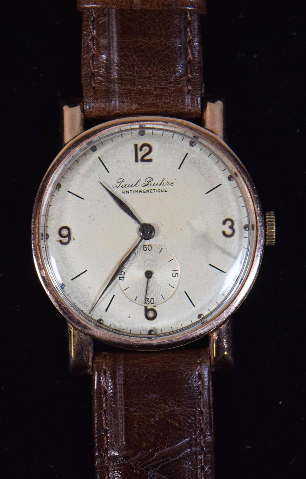 Lot 332: Paul Buhre 14k Gold Wrist Watch