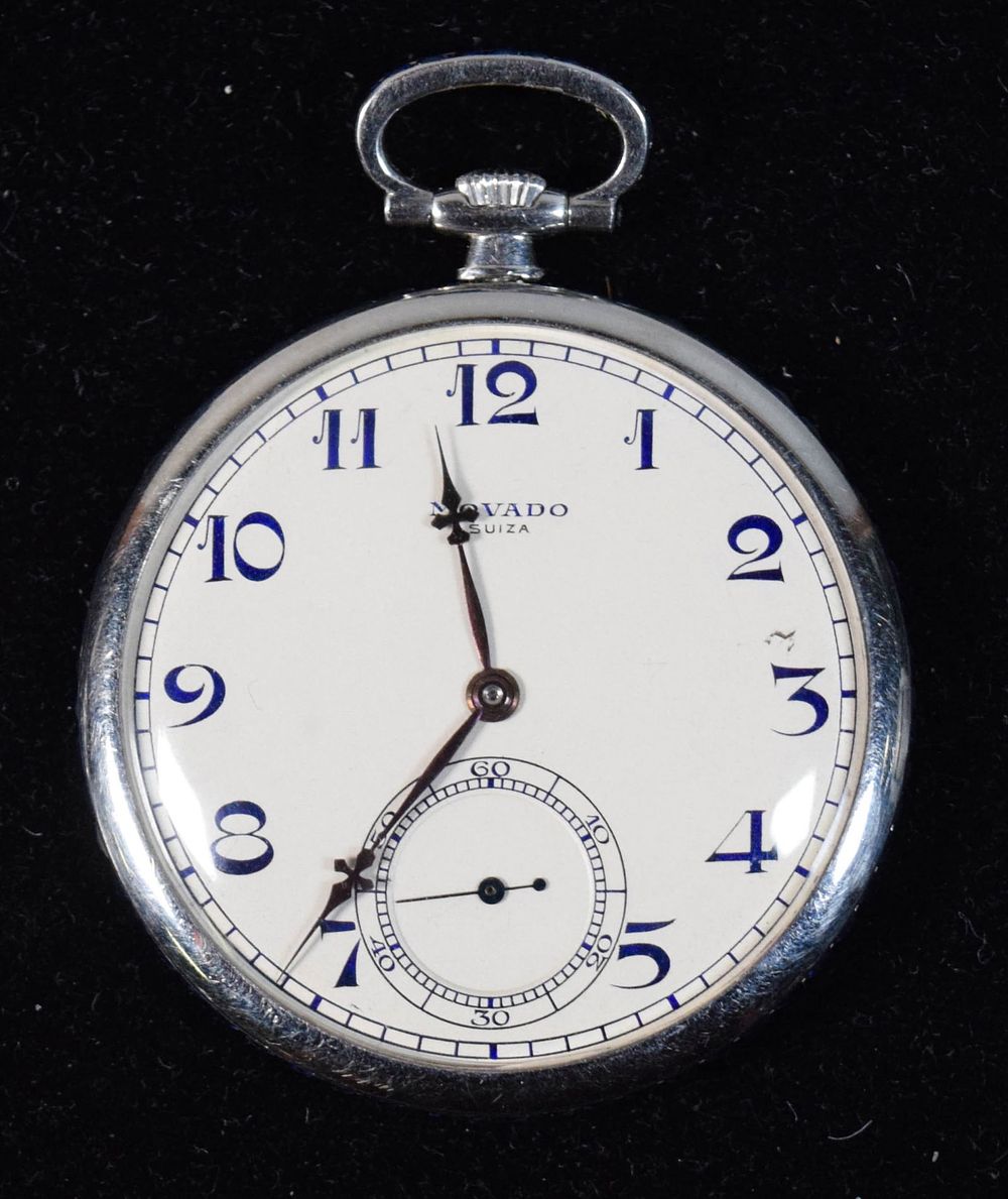 Lot 341: Movado Platinum & Sapphire Pocket Watch