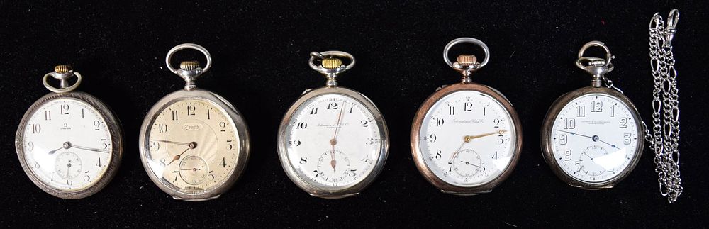Lot 352: 5 Silver Pocket Watches Zenith, Vacheron