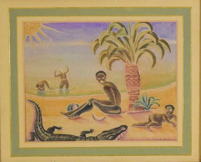 Mary Viola Paterson Gouache. Mary Viola Paterson (British, 1899-1981). Gouache on paper, beach 