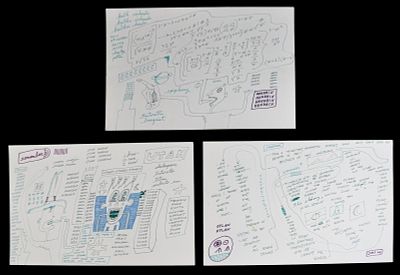 3 Jon Sarkin Mixed Media Drawings on Paper. Jon Sarkin (American, 1953-2024). 3 mixed media 