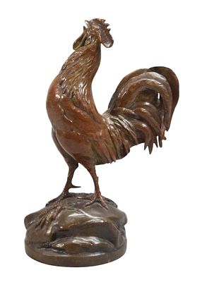 After Auguste Cain Bronze Rooster. After Auguste Nicolas Cain (French, 1821-1894). Bronze 