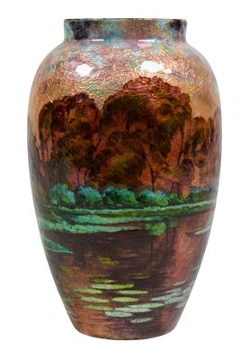 Faure Marty Limoges Enamel on Copper Vase. Camille Faure (French, 1874-1956) and Alexandre Marty 