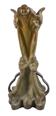 Patinated Metal Art Nouveau Vase. Patinated metal art nouveau vase. Unsigned. 18 1/2"H. Large 