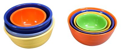8 Stoneware Bowls Fiesta Kitchen Kraft, Bake Oven. 8 vintage stoneware mixing bowls, including 