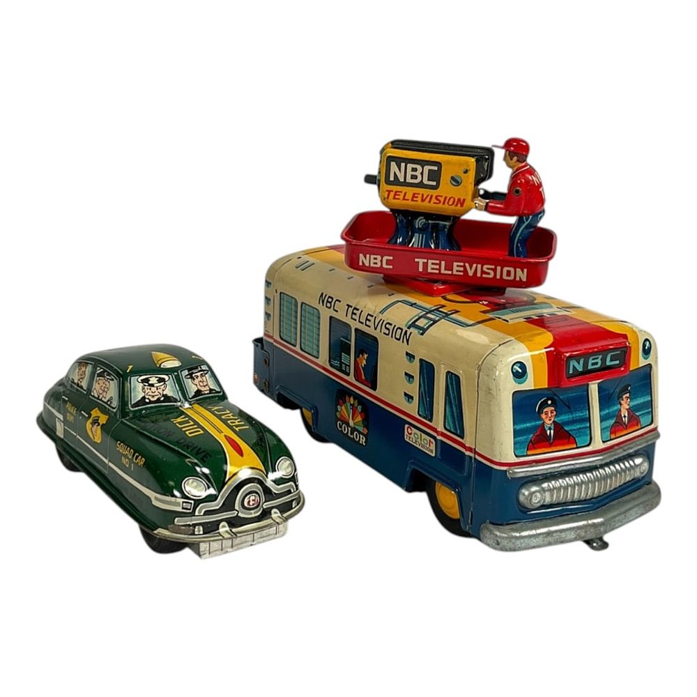 Lot 207: NBC Tin Litho TV Truck & Dick Tracy Tin Litho Car