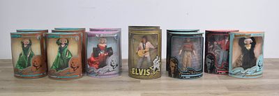 13 DSI and Hasbro Celebrity Fashion Doll Collection, Marilyn Monroe, James Dean, and Elvis 