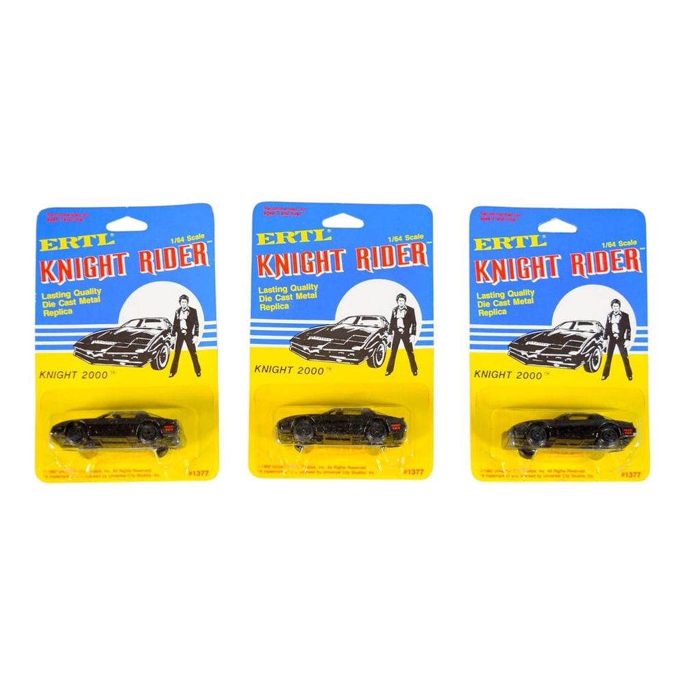 Lot 67: Three ERTL Knight Rider Knight 2000 1/64 Scale Die-Cast Metal Replica Cars, 1982