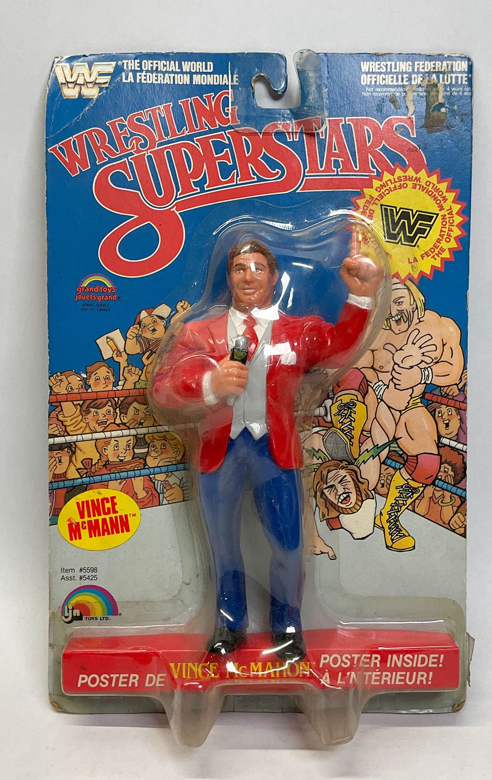 Lot 46: LJN Toys Ltd. WWF Wrestling Superstars Vince McMahon Action Figure in Original Canadian Bilingual
