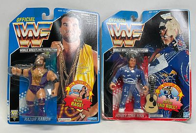 2 - Hasbro WWF Action Figures Razor Ramon and Honky Tonk Man Original Packaging 1990-1994. This 