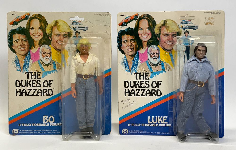 Lot 56: 2 - The Dukes of Hazzard Bo and Luke Action Figures, Original Packaging, c. 1980-1981
