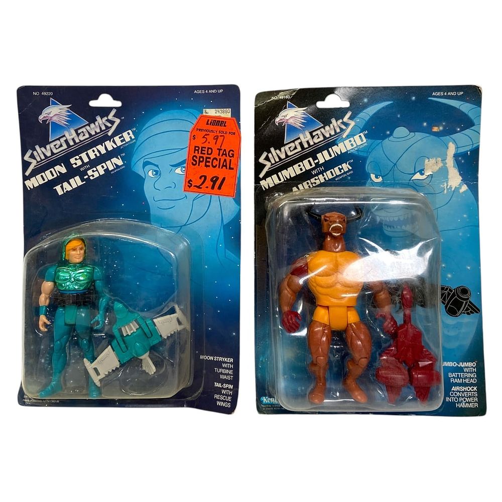 Lot 204: 2 Kenner SilverHawks Moon Stryker & Mumbo-Jumbo Action Figures