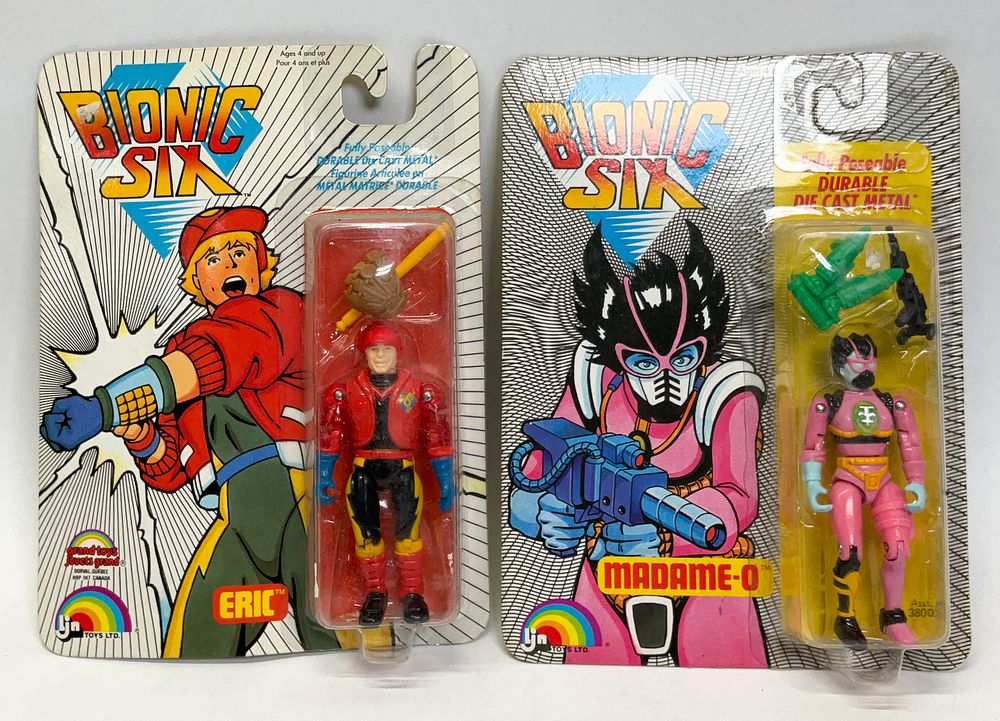 Lot 34: 2 - LJN Toys Ltd. Bionic Six Eric and Madame-O Die-Cast Action Figures, 1986