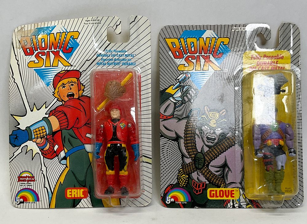 Lot 35: 2 - LJN Toys Ltd., Bionic Six Die-Cast Action Figures, Eric and Glove, 1986