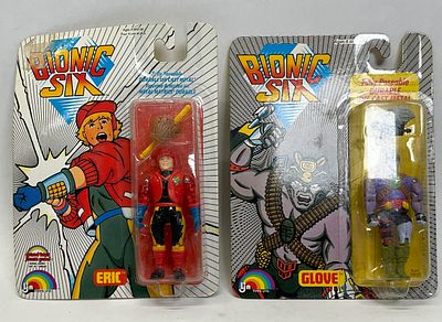 2 - LJN Toys Ltd., Bionic Six Die-Cast Action Figures, Eric and Glove, 1986. A pair of vintage 