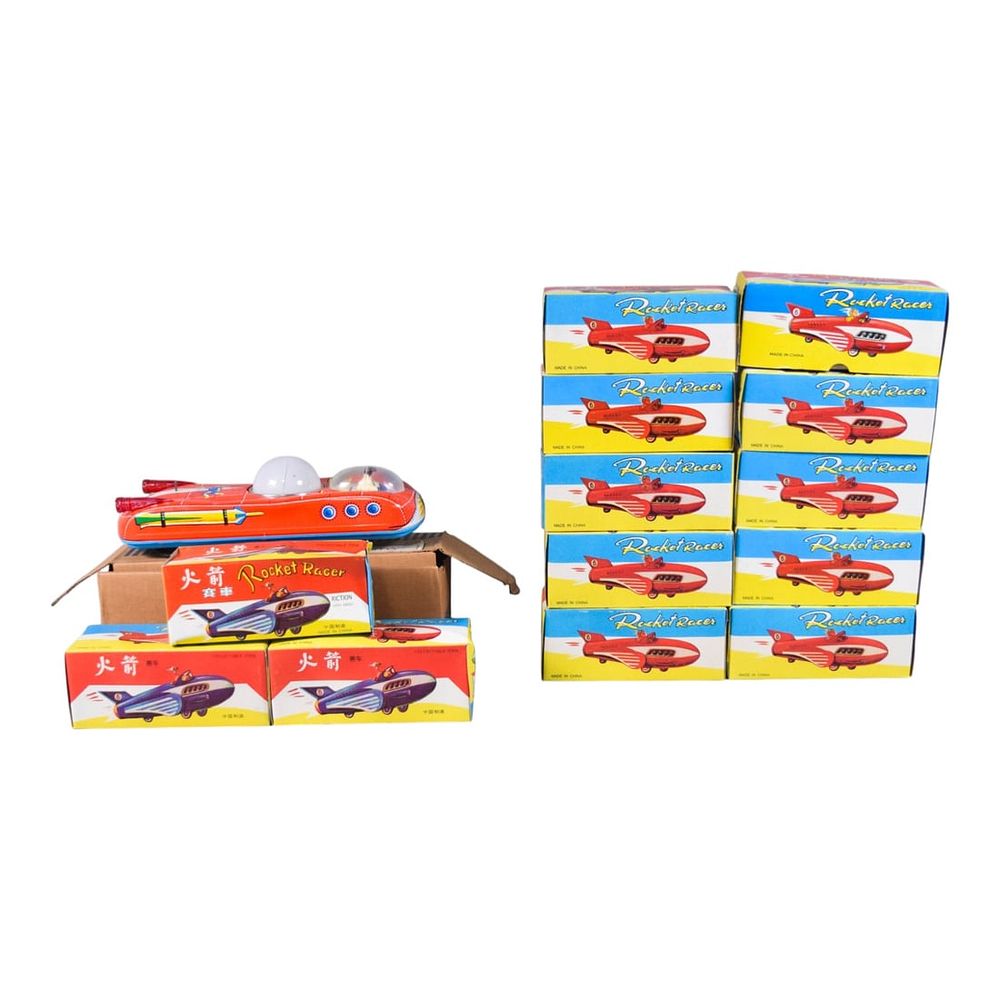Lot 70: 14 Tin Litho Space Toys & Rocket Racers