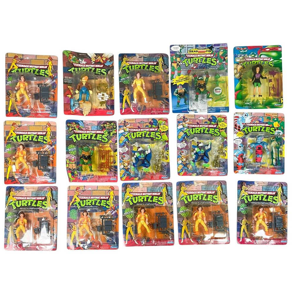 Lot 218: Playmates Teenage Mutant Ninja Turtles Action Figure Collection, 14 Carded Figures, 1988-1992