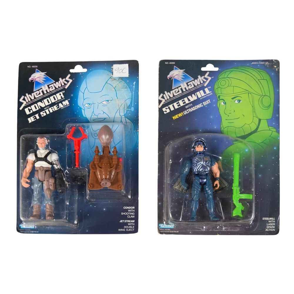 Lot 203: 2 - Kenner SilverHawks Condor and Steelwill Carded Action Figure Duo, 1987