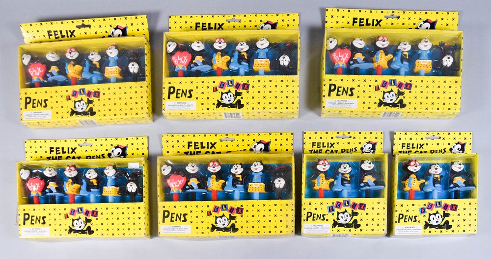 Lot 53: 7 Felix the Cat 3D Character Topper Pen Sets 1990s