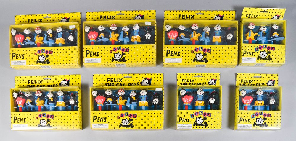 Lot 51: 8 Felix the Cat 3D Character Topper Pen Sets 1990s