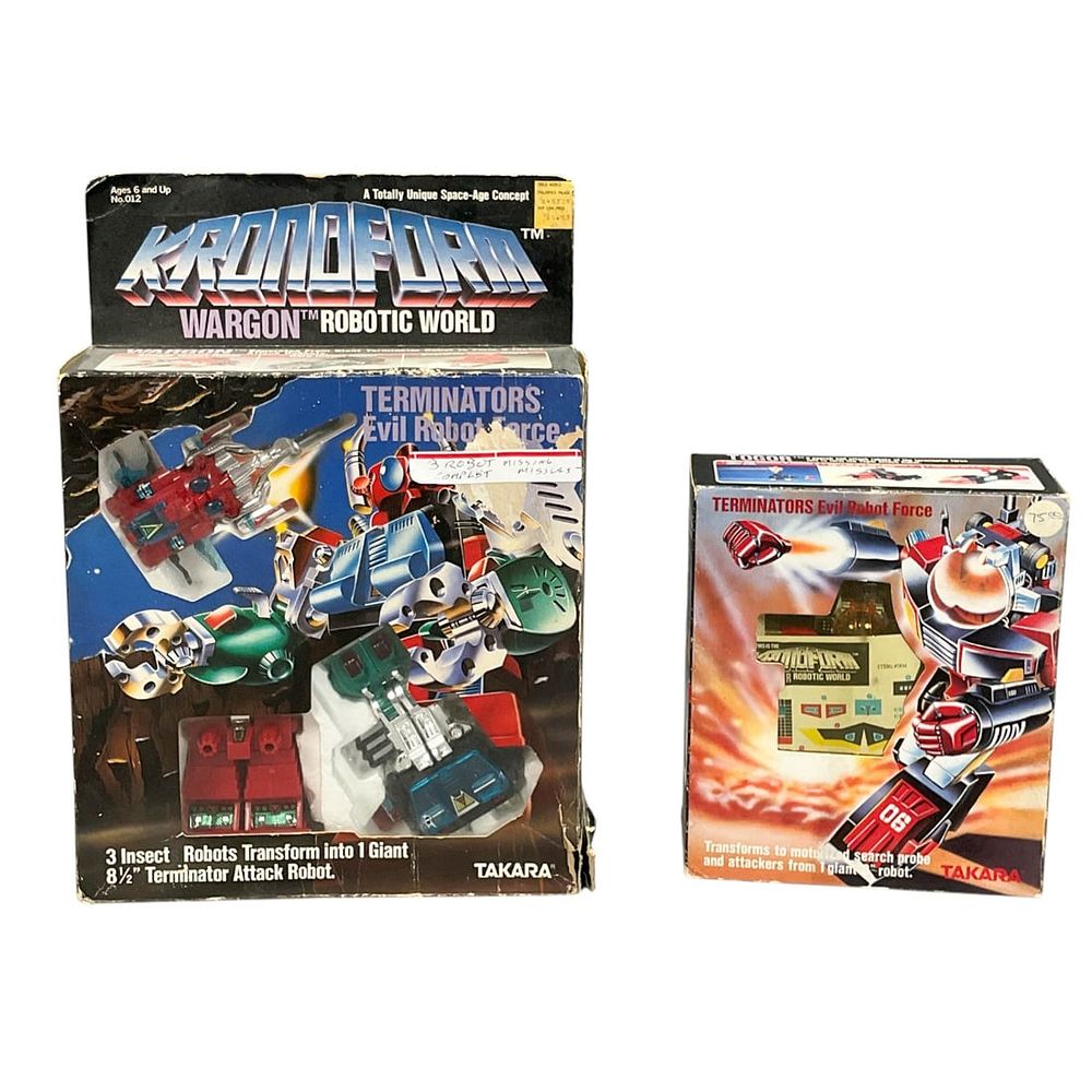 Lot 215: 2 - Takara Kronoform Terminators Evil Robot Force Wargon and Togor Sets, 1984